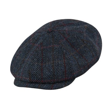 PEAKY BLINDERS SHELBY - HARRIS TWEED Genuine Scottish Harris Tweed 8 Panels Man Cap Blue-red
