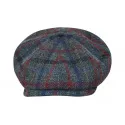 PEAKY BLINDERS SHELBY - HARRIS TWEED Genuine Scottish Harris Tweed 8 Panels Man Cap Grey-Blue-red