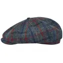 PEAKY BLINDERS SHELBY - HARRIS TWEED Genuine Scottish Harris Tweed 8 Panels Man Cap Grey-Blue-red