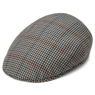TIENDAHAT MASSIMO BURGUNDY & NAVY CHECKERED MODA FLAT CAP
